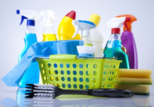 Professional cleaners preparing for end of tenancy cleaning