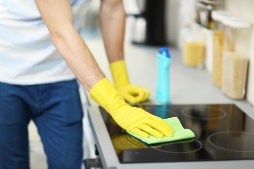Technician performing steam cleaning