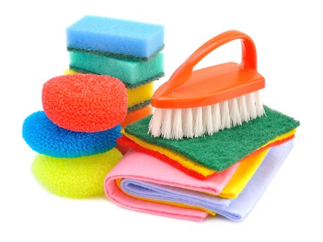 Laminate floor being mopped by a cleaner